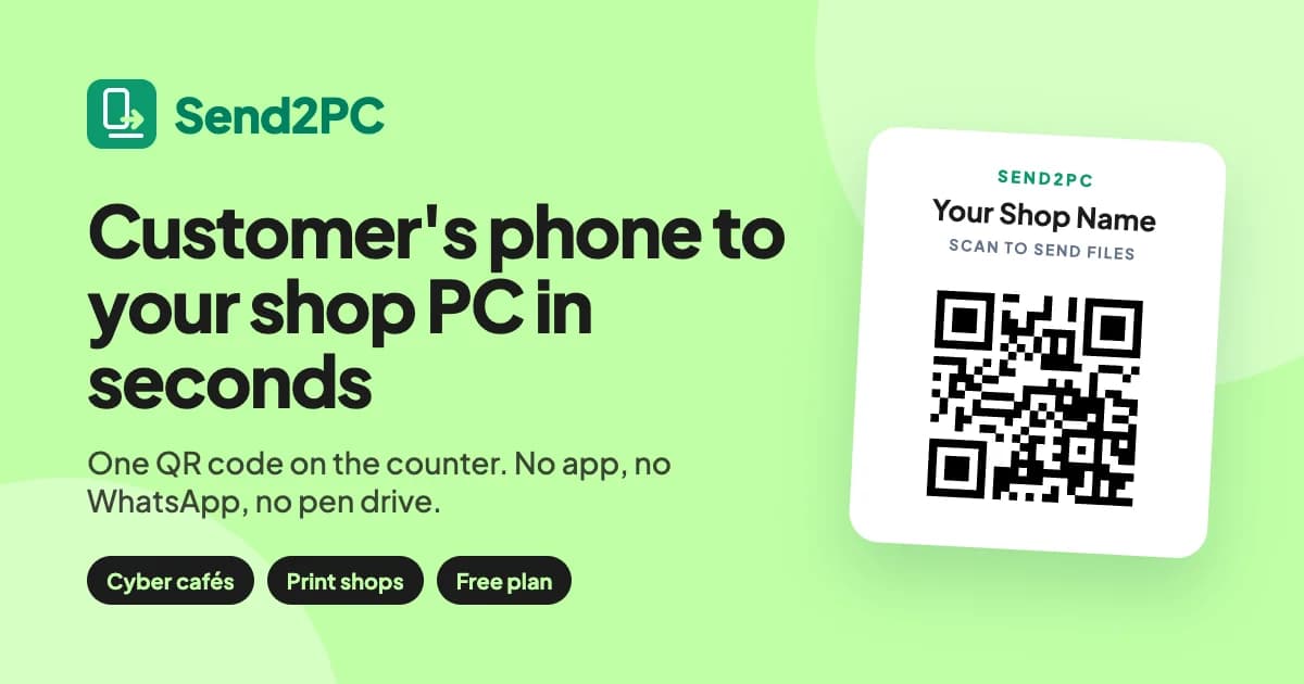 Send2PC – QR File Transfer for Print Shops preview